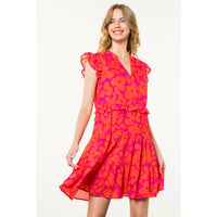 Floral Tiered Dress - Red