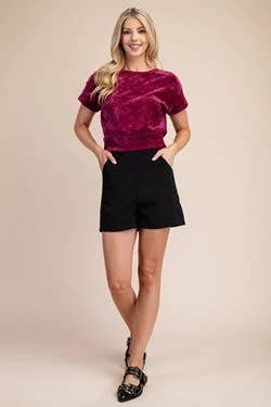 Velvet Knit Crop Top - Plum