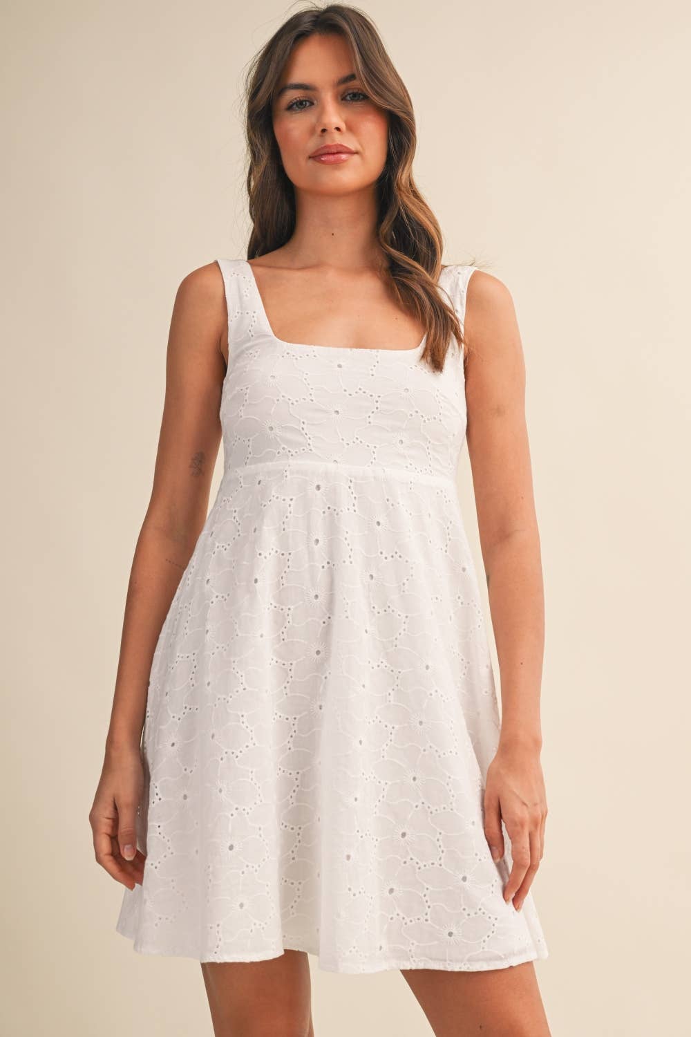 Eyelet Mini Dress - White