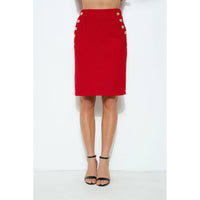 Natasha Tweed Midi Skirt - Red