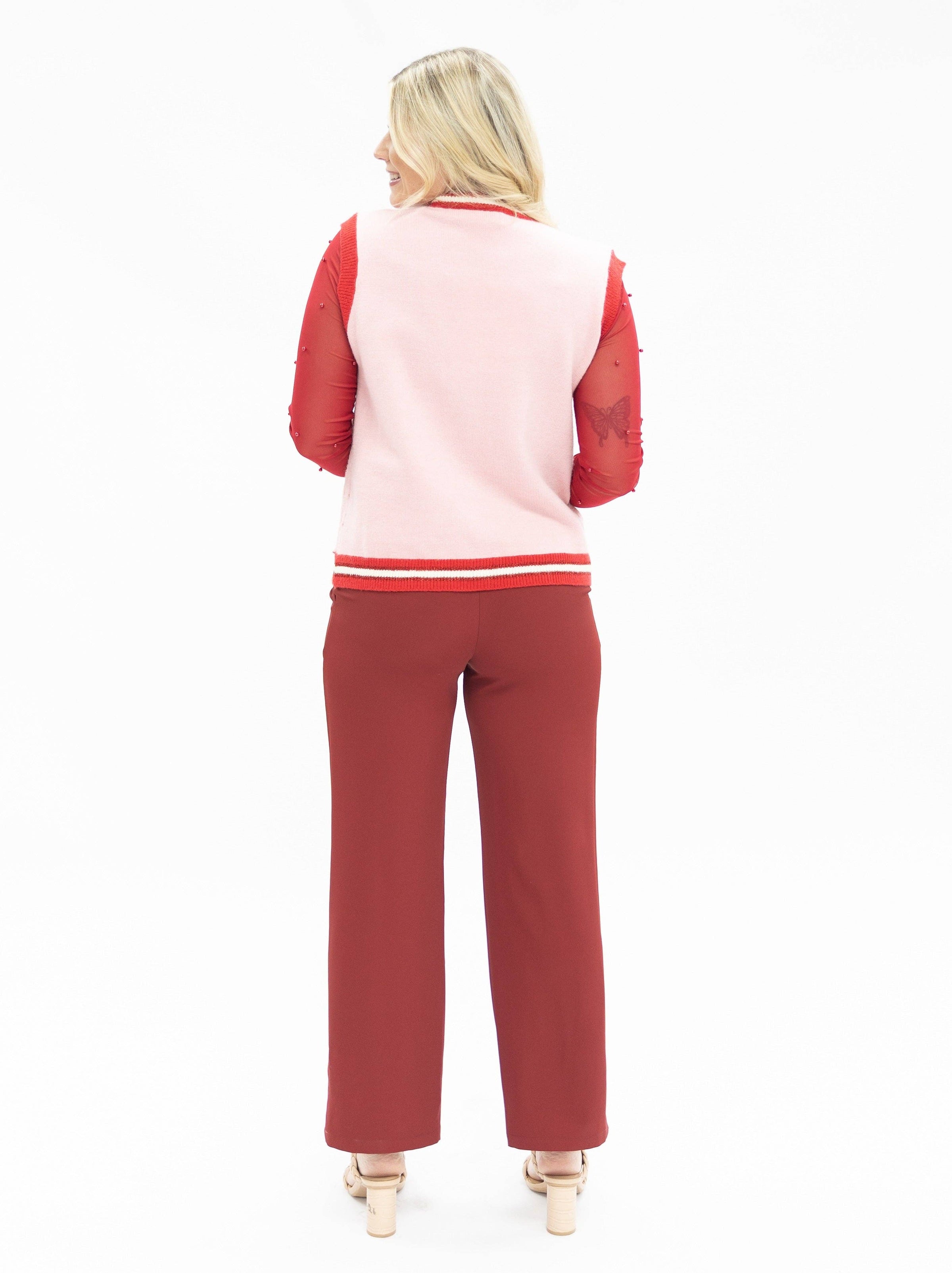 Sequin Hearts Sweater Vest - Pink