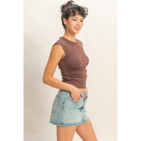 Cap Sleeve Top - Chocolate