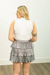Ruffle Shimmer Skort - Silver