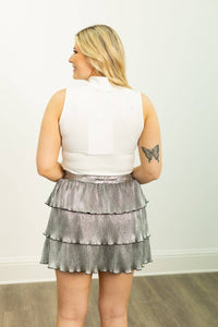 Ruffle Shimmer Skort - Silver