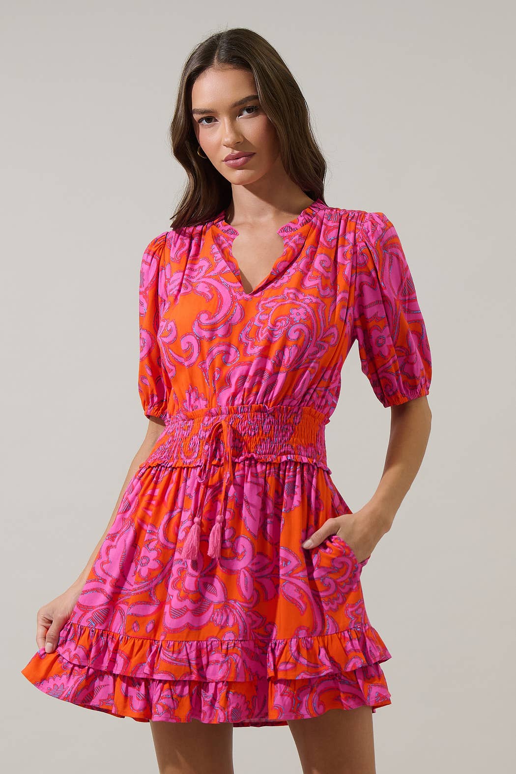 Marinda Smocked Mini Dress - Fuchsia