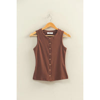 Ribbed Knit Tank - Chocolate