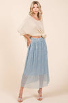 Metallic Midi Skirt - Blue