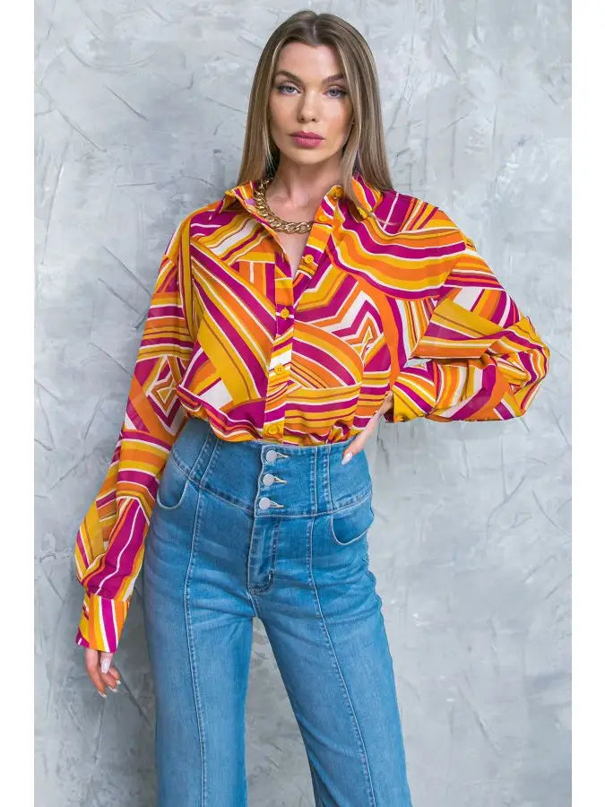 That's Groovy Button Up Blouse