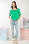 Organza Stripe Blouse Top - Green