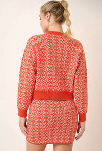 Snowflake Knit Sweater - Orange