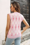 Jacquard Diamond Sweater Vest - Pink