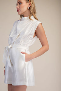 Cowl Neck Romper - White
