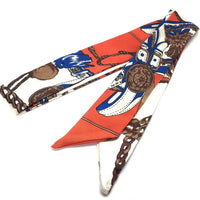 Thoroughbred Twilly Skinny Scarf - Red & Brown
