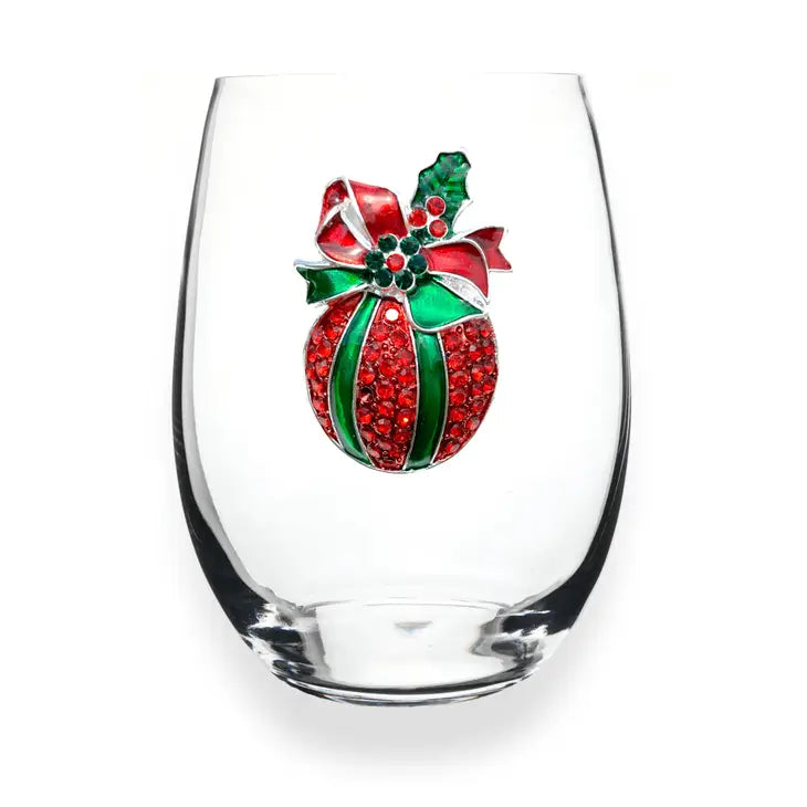 Jeweled Stemless Wine Glass - Christmas Ornament