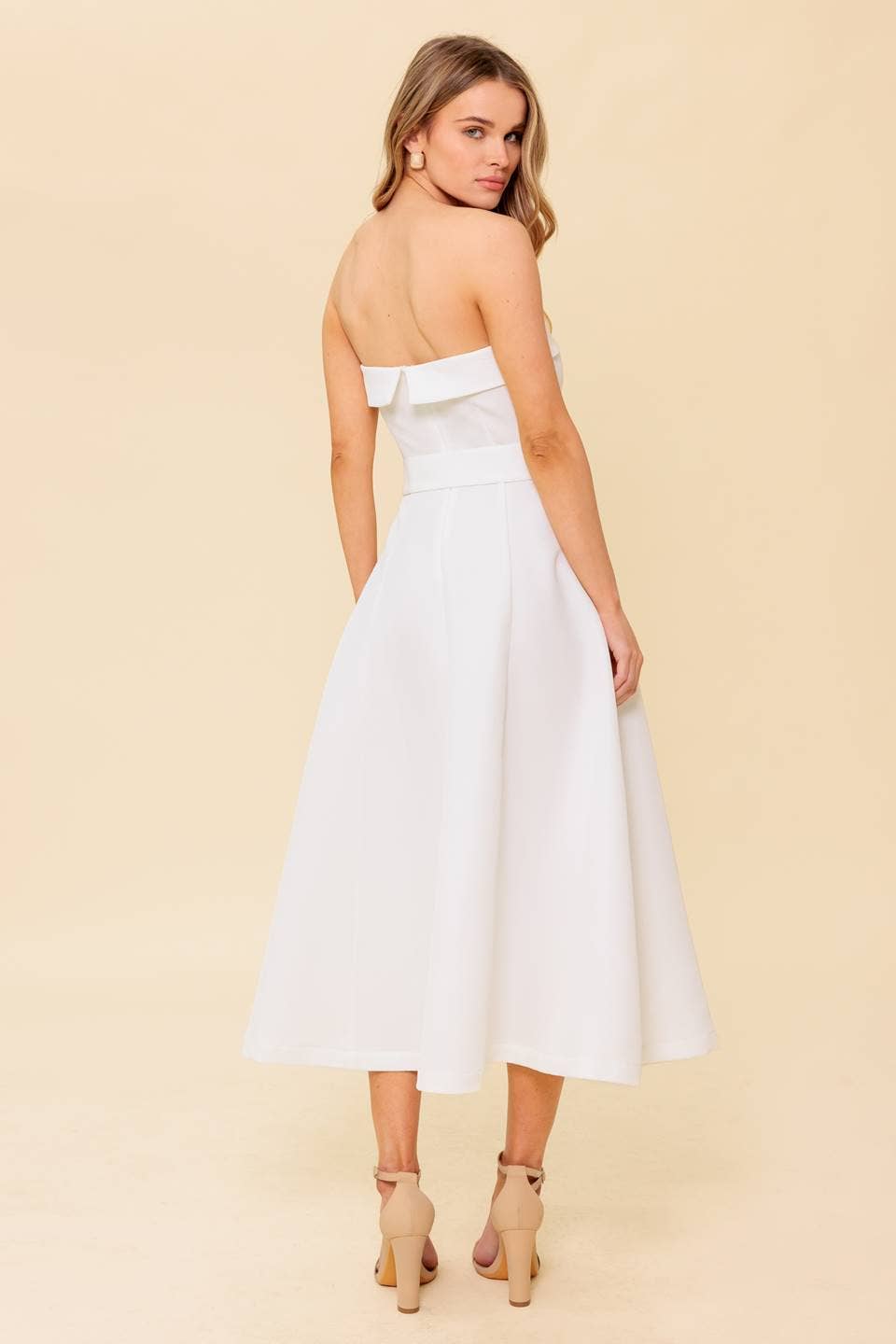 Woven Midi Dress - White