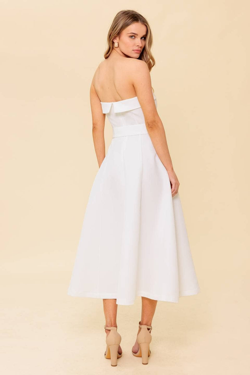 Woven Midi Dress - White