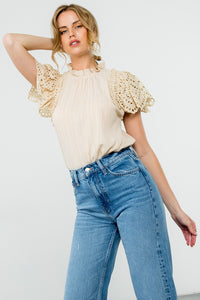 Eyelet Sleeve Blouse - Cream