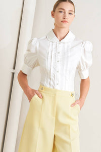 Puff Sleeve Button Up Blouse - White