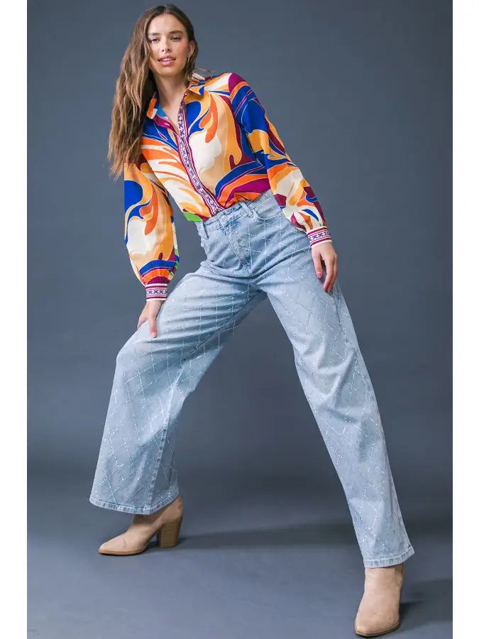 Groovy Baby Woven Top - Blue