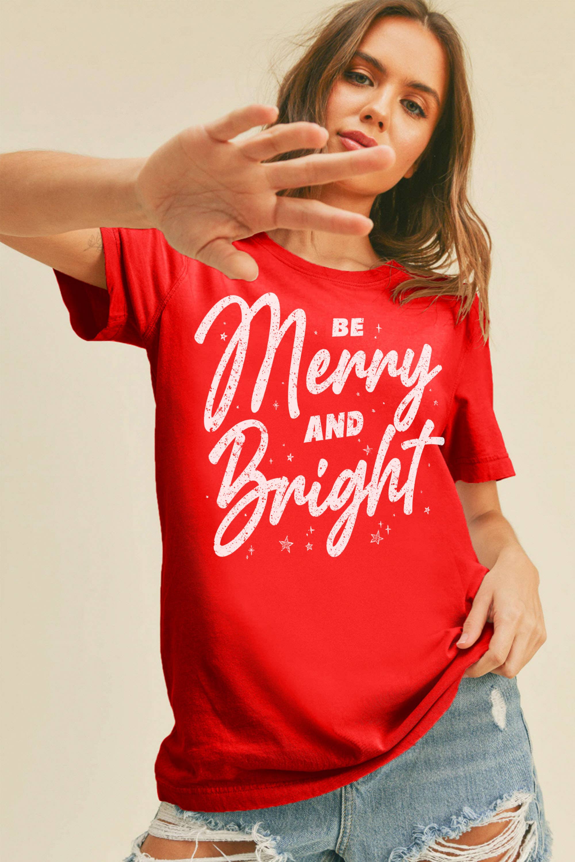 Be Merry and Bright Graphic Tee - Red