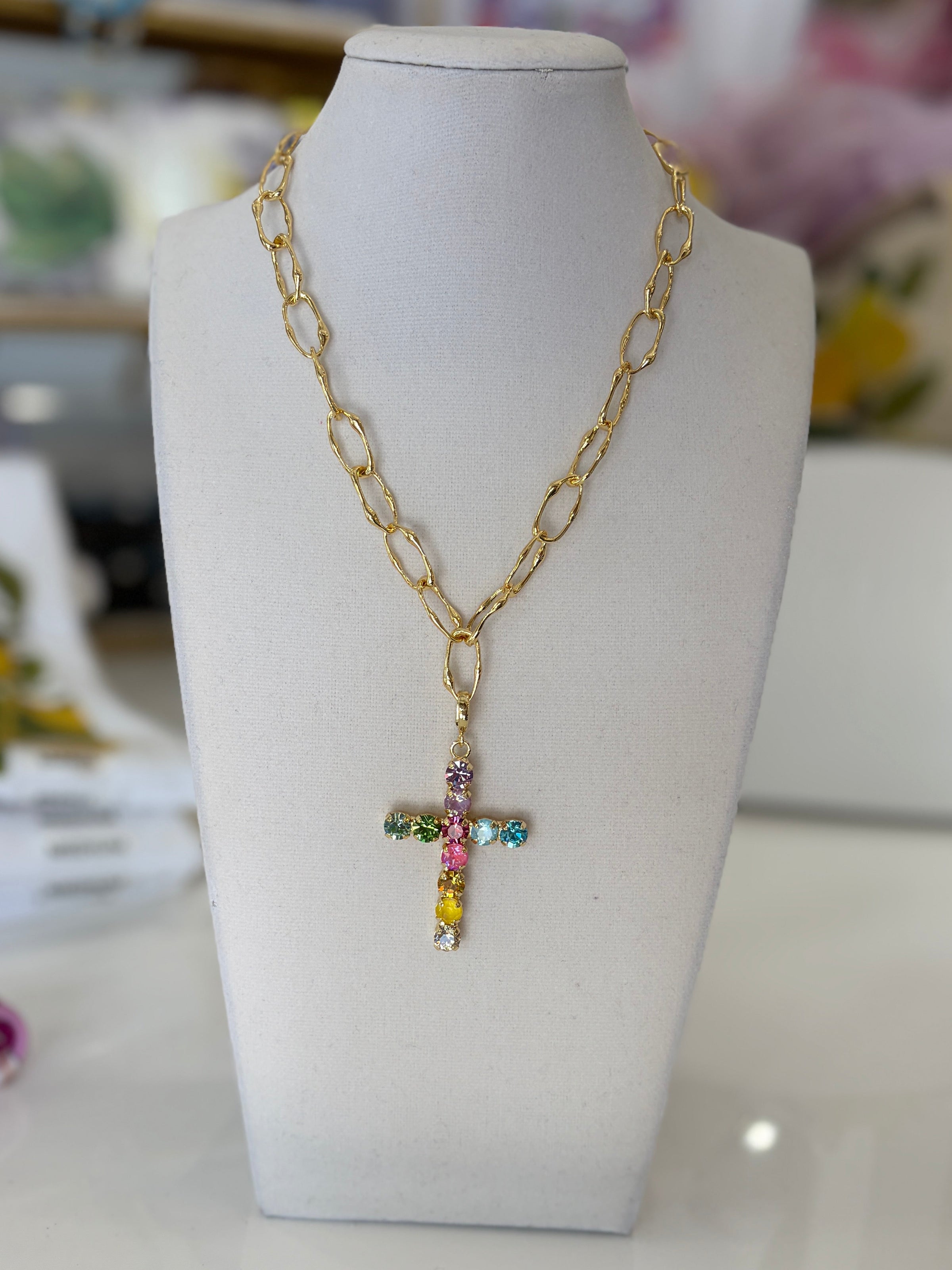 Crystal Vault Cross Necklace - Small
