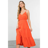 Button Up Tiered Maxi Dress - Aqua