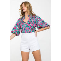 Patterned Puff Sleeve Top