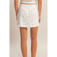 Floral Mini Skirt - White/Blue