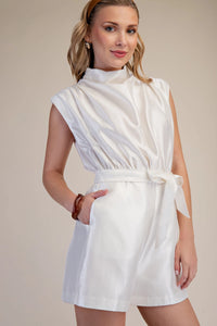 Cowl Neck Romper - White