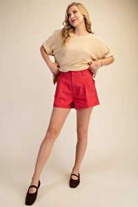 High Waist Shorts - Red
