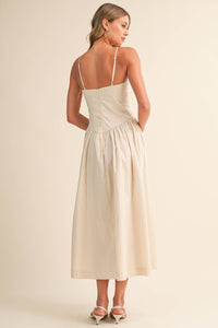 Popline Sweetheart Midi Dress - Beige
