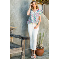 Floral Embroidered Blouse - Teal