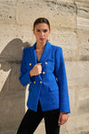 Natasha Tweed Fitted Blazer - Royal Blue