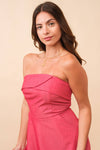 Strapless Midi Dress - Red