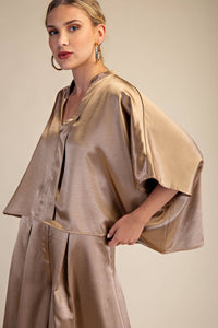 V-Neck Oversize Top - Taupe