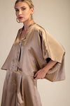 V-Neck Oversize Top - Taupe
