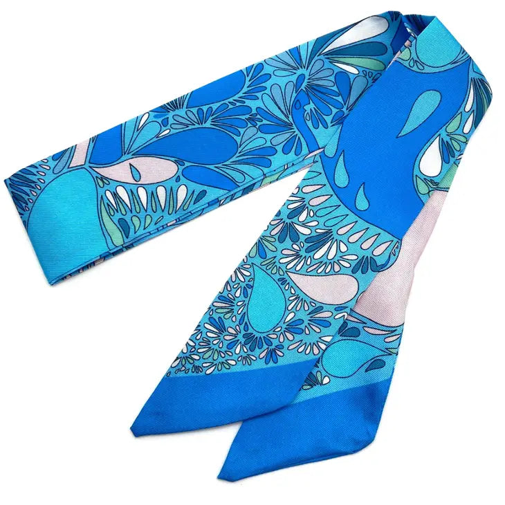 Splash Twilly Skinny Scarf - Blue
