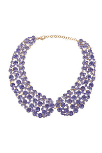Purple Rhinestone Collar Necklace - Purple