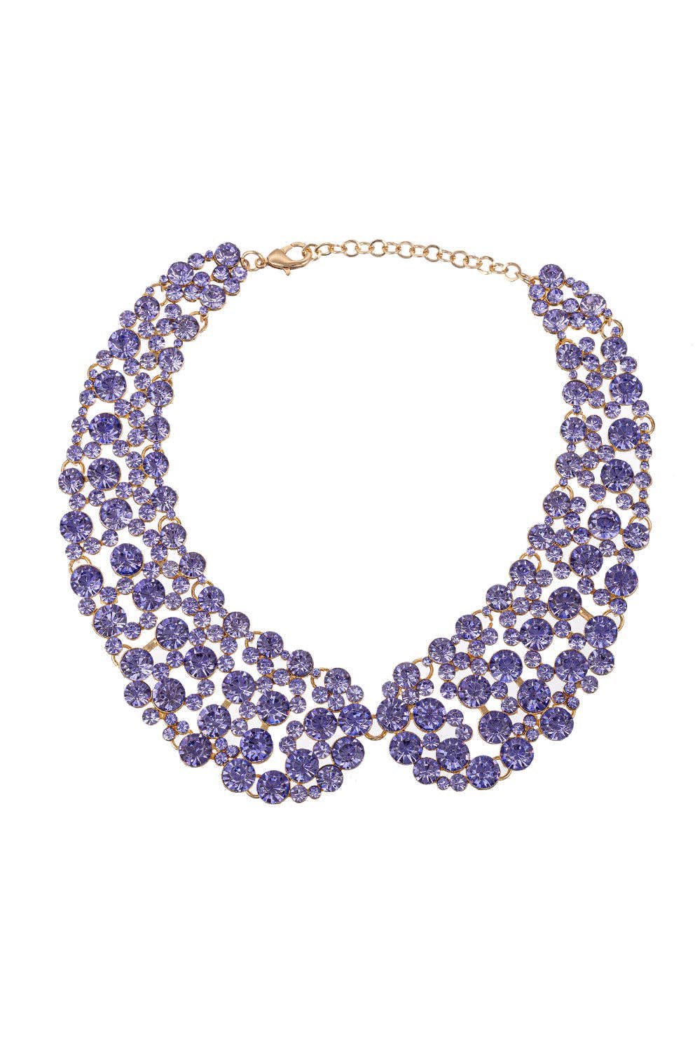 Purple Rhinestone Collar Necklace - Purple