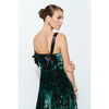 Velvet Floral Maxi Dress - Green