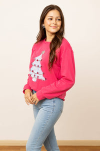 Christmas Tree Sweater - Hot Pink