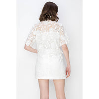 Lace Floral Crochet Mini Skirt - White