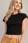 Round Neck Sleeveless Top - Black
