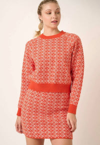 Snowflake Knit Sweater - Orange
