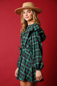 Plaid Ruffle Mini Dress