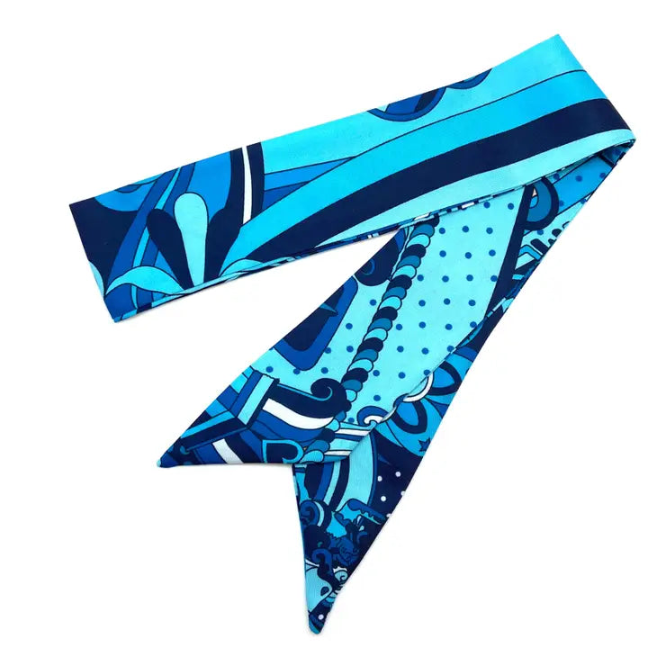Feeling Groovy Twilly Skinny Scarf - Blue