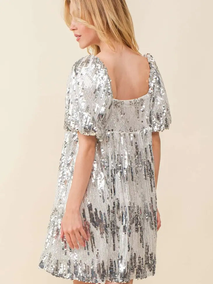 Sequin Babydoll Mini Dress