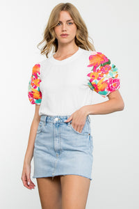 Floral Embroidered Puff Sleeve THML