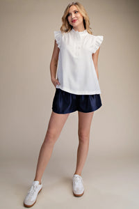 Ruffle Button Up Blouse - White