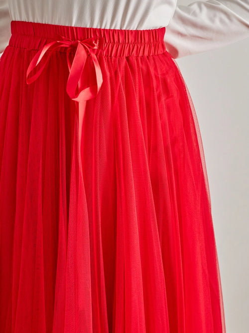 Aria Tulle Skirt - Red